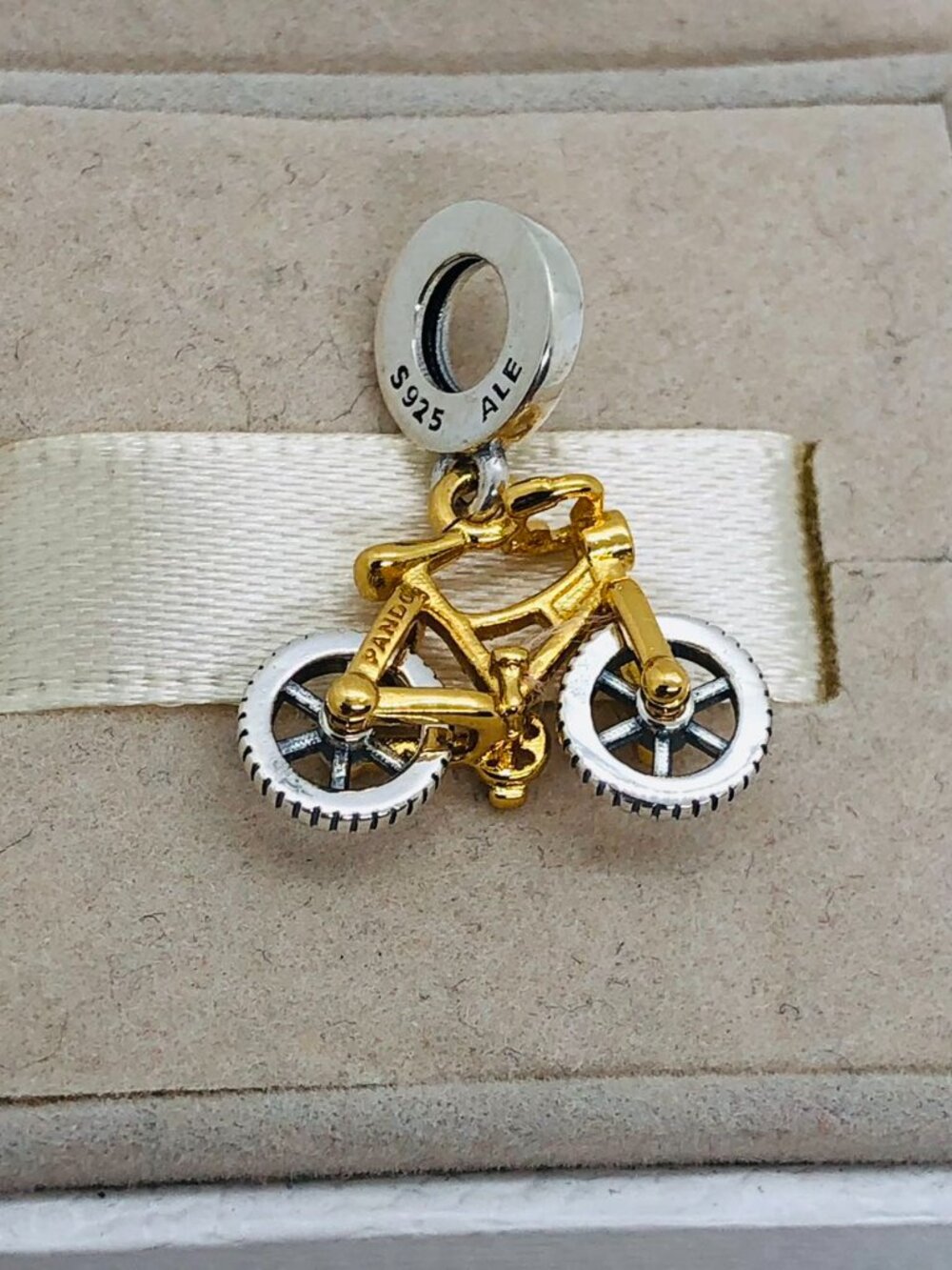 ✨🔥Pandora Two-tone Spinning Wheels Bicycle Dangle Charm